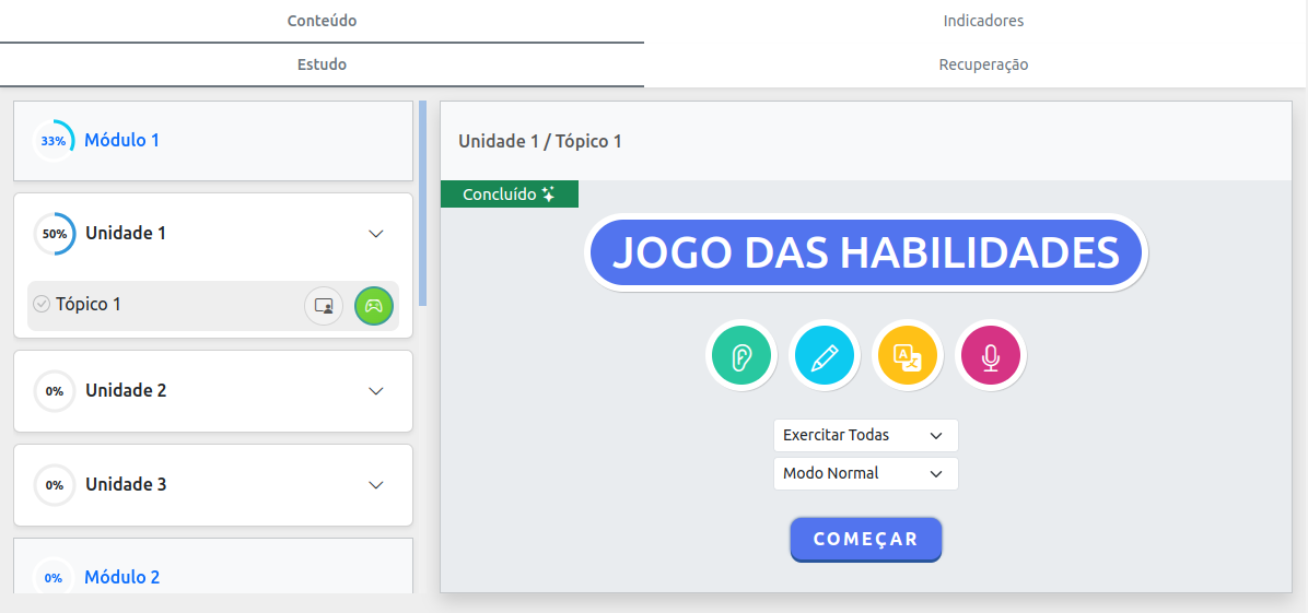 Criação de cursos com jogos educacionais para ensino de idiomas